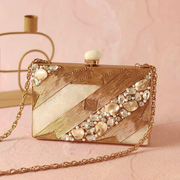 Aisha Motherof Pearl Clutch | Luxurious Handcrafted Glamour Bag