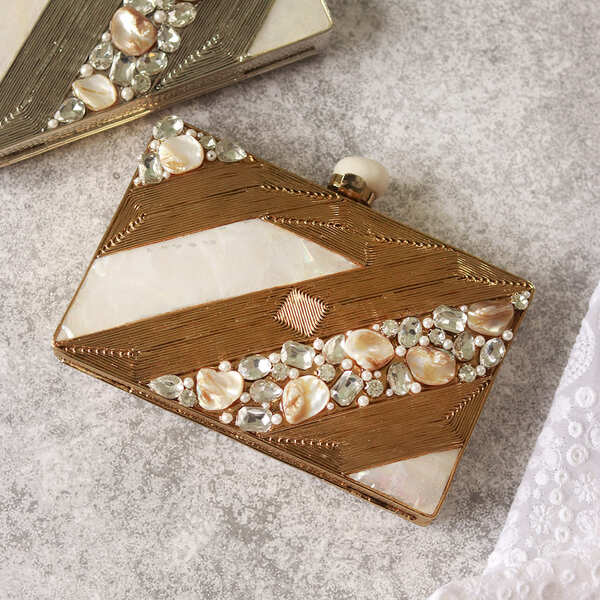 Aisha Motherof Pearl Clutch | Luxurious Handcrafted Glamour Bag