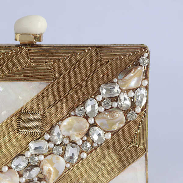 Aisha Motherof Pearl Clutch | Luxurious Handcrafted Glamour Bag