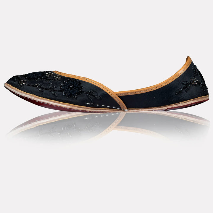 Abeera Embroidery Jutti | Black Handcrafted Footwear with Elegant Embroidery