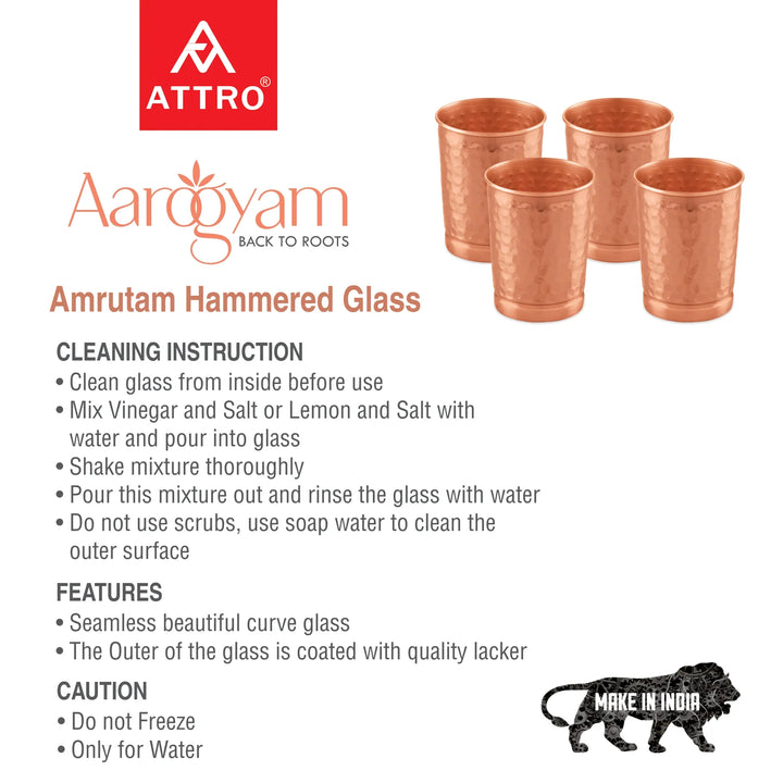 Stylish Amrutam Hammered Copper Glass Set | Health Benefits in Every Sip