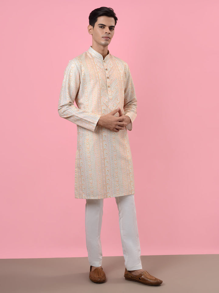 Comfortable cream kurta pajama for men, designed to elevate your festive wardrobe for special occasions in the USA.