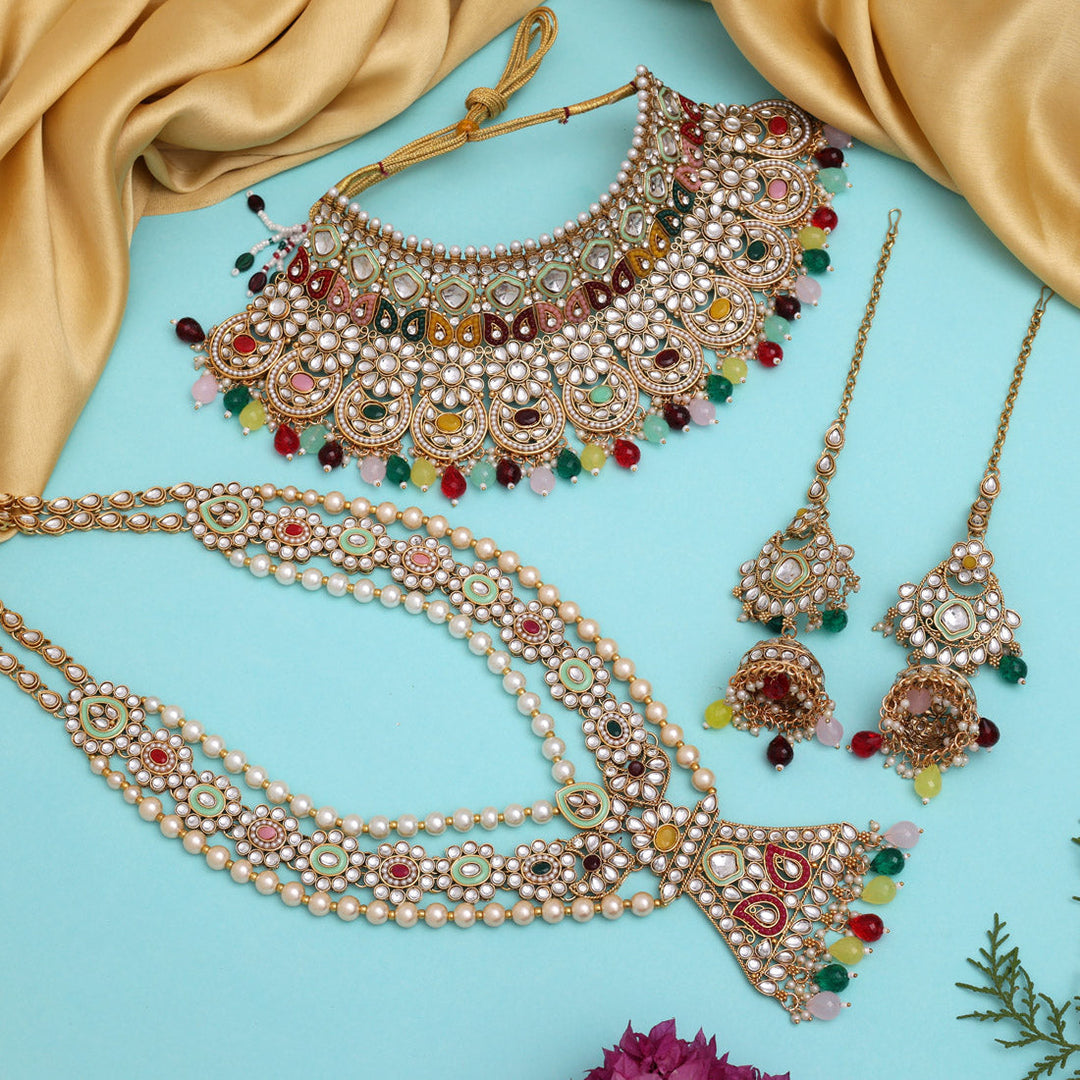 Exquisite Kundan Bridal Set | Multi Color Dulhan Jewelry