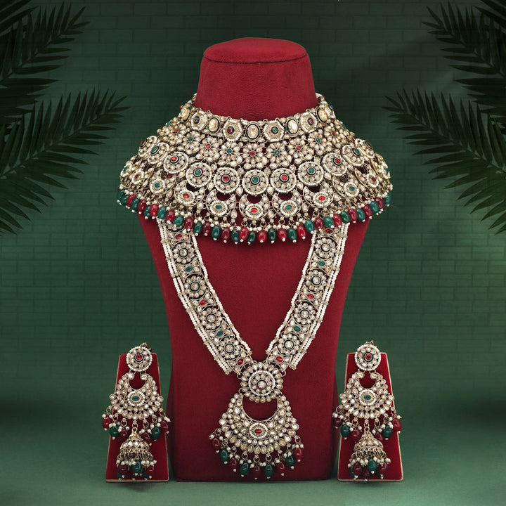 Kundan Bridal Set | Maroon & Green Dulhan Jewelry Set