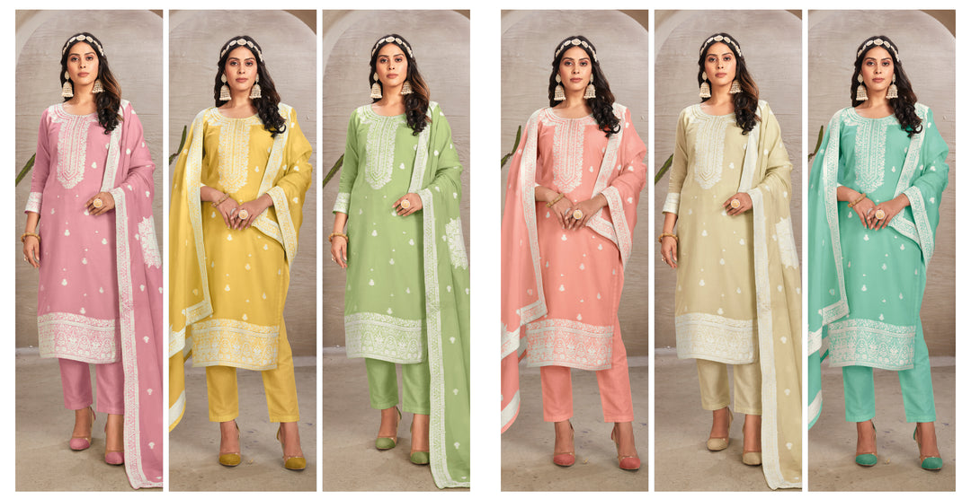 Stunning Organza Salwar Kameez with Floral Print and Embroidered Neckline | Perfect Festive Wear