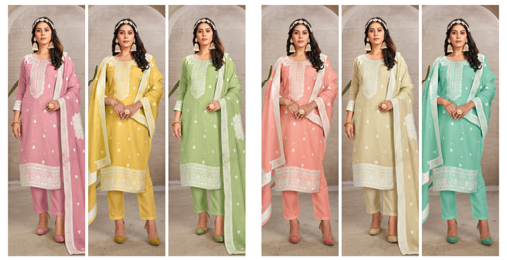 Stunning Organza Salwar Kameez with Floral Print and Embroidered Neckline | Perfect Festive Wear