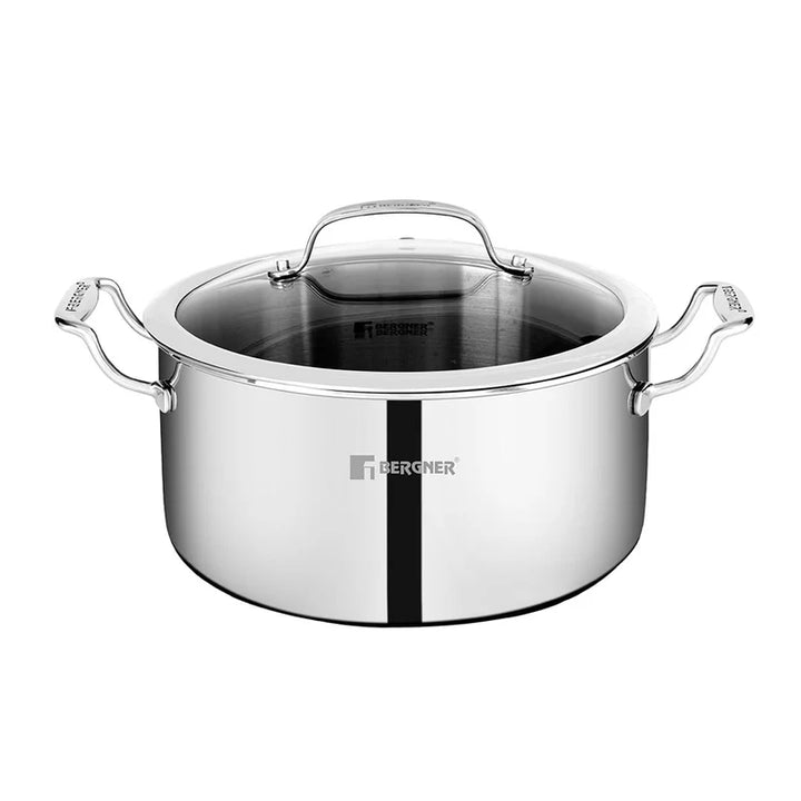 Bergner Hitech Triply Non-Stick Stainless Steel Casserole with Lid