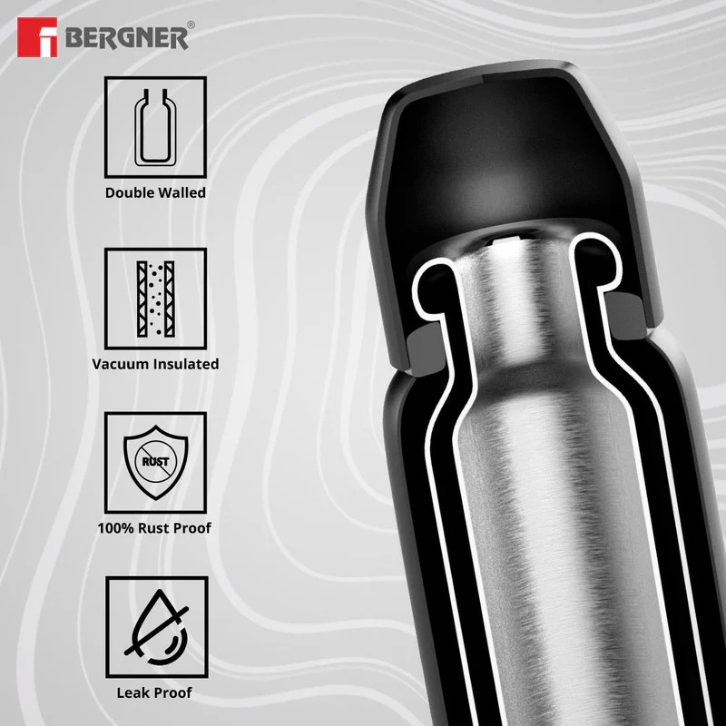 350ml Bergner Walking Filter Flow Flask | Thermosteel Double Walled Hot & Cold