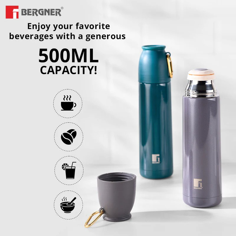 PearlPotion 500ml Flask | Bergner Thermosteel Double-Walled Hot & Cold Bottle