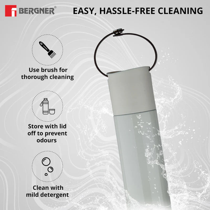 Bergner 500ml Thermosteel Flask | Curv & Carry Double-Walled Hot & Cold