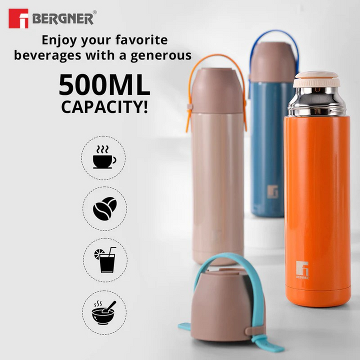 Bergner Walking Eleganza Thermosteel Flask | 500ml Stainless Steel Bottle