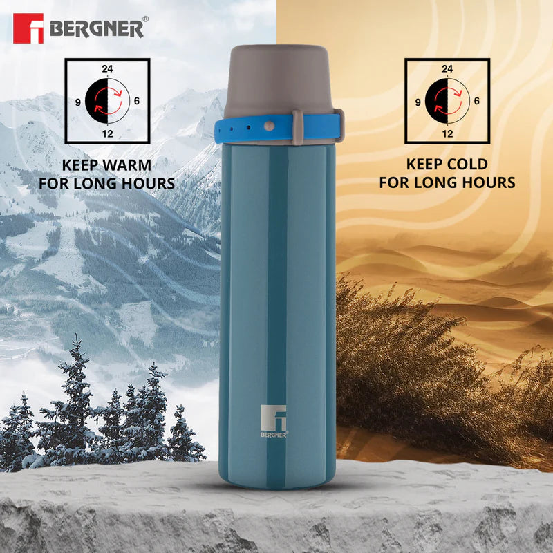 Bergner Stile 500ml Travel Bottle | Double-Walled Hot & Cold Thermosteel Flask