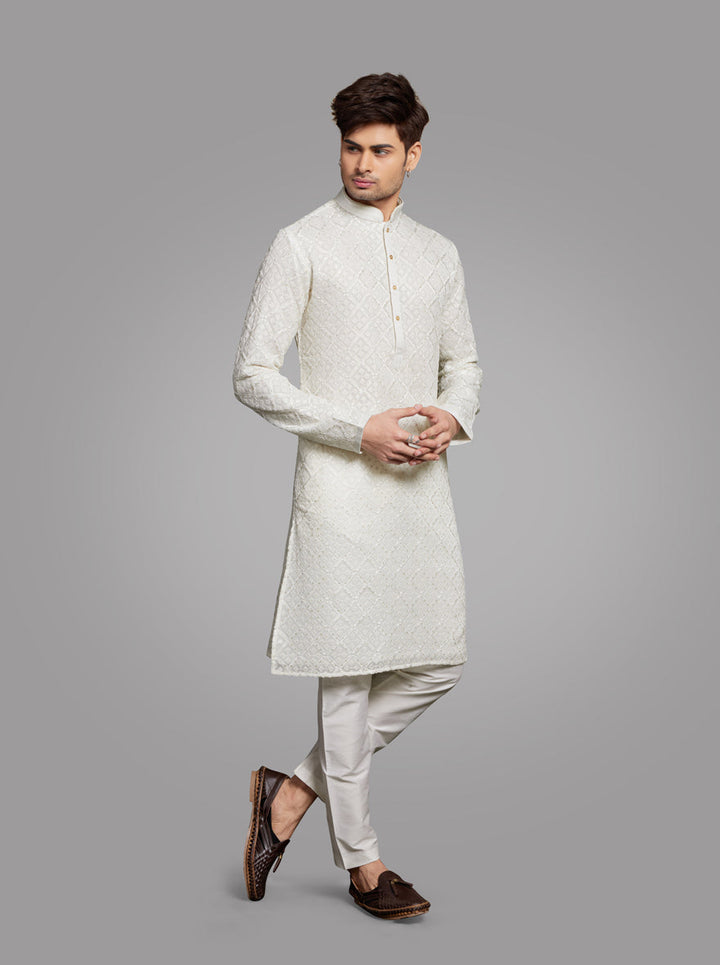 Stylish Embroidered Kurta Pajama Set Perfect for Men's Festive Occasions