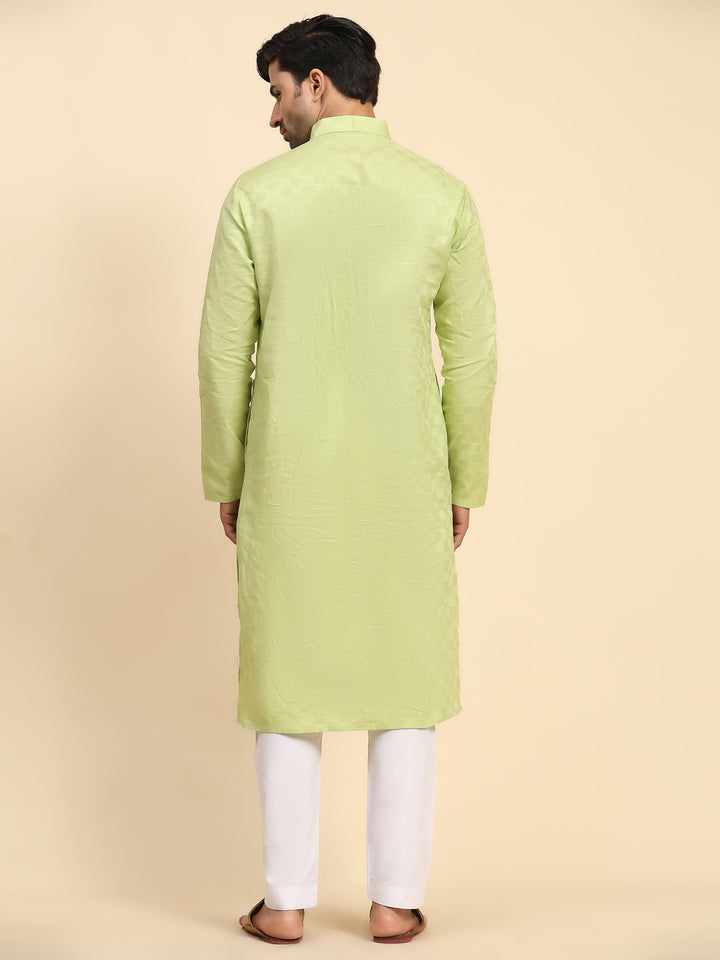 Traditional light green kurta pajama for men, perfect for festive wear