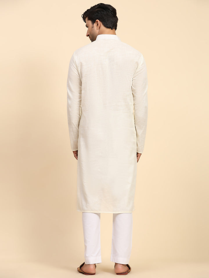 Men's off-white kurta pajama set, perfect for festivals and celebrations