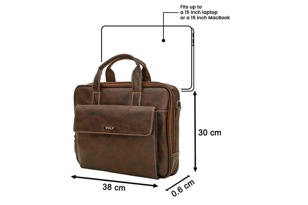 Classic Genuine Leather Laptop Bag | Stylish Protection for Professionals