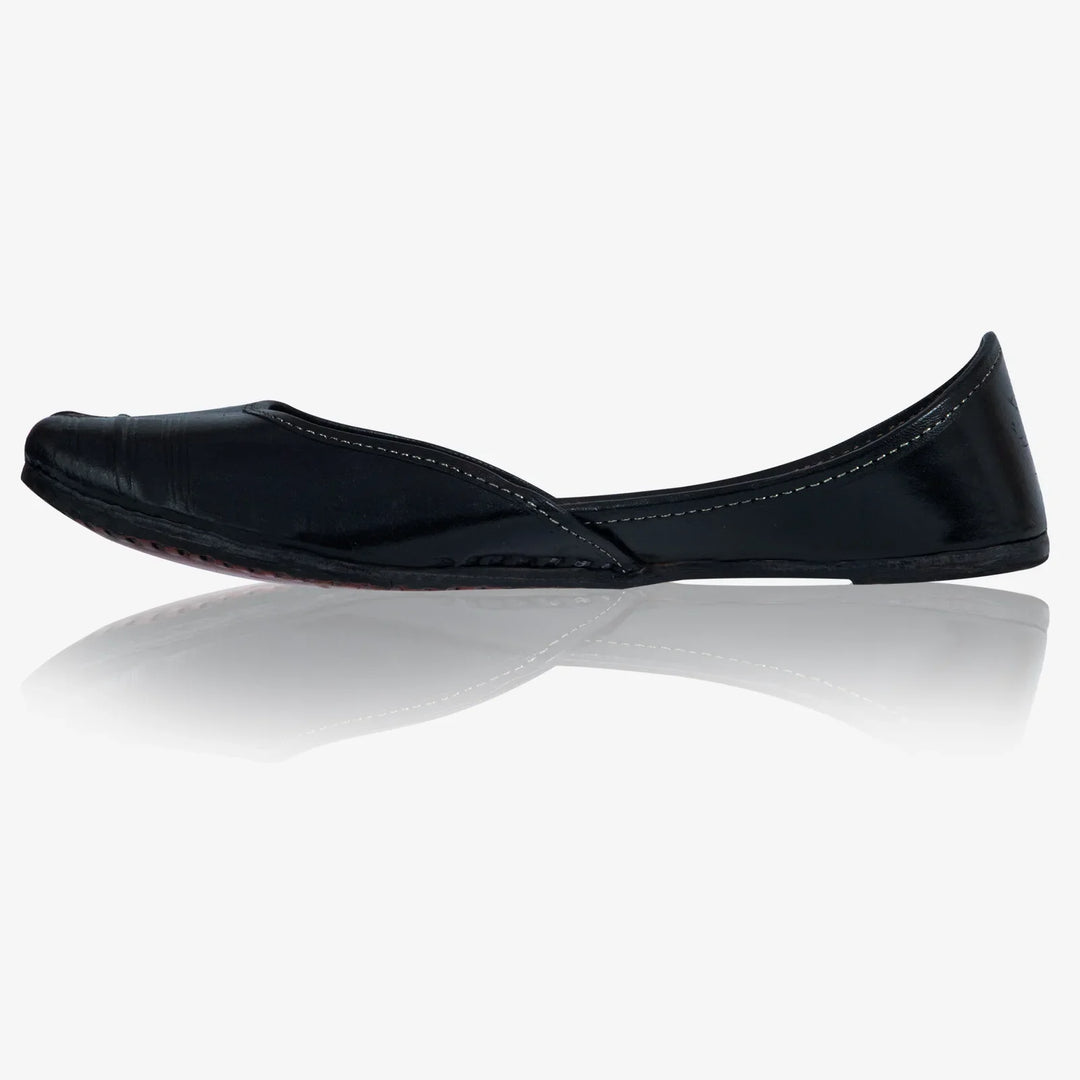 Classic Black Leather Jutti for Men | Handcrafted Ethnic Shoes with Cushioning