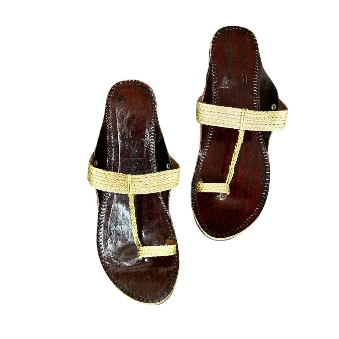 Kolhapuri Leather Flats for Women | Handcrafted Traditional Sandals