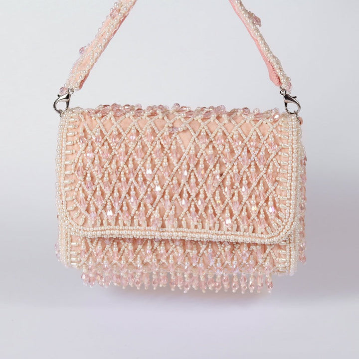 Blush Flap Over Bag with Handle | Elegant Handcrafted Accessory