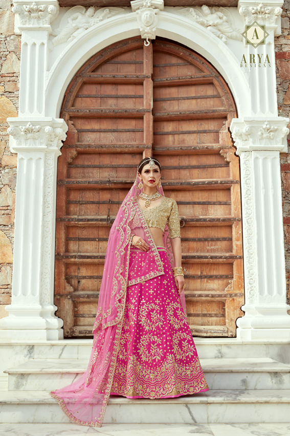 Lavish Magenta Lehenga | Scallop Border Design with Art Silk Fabric