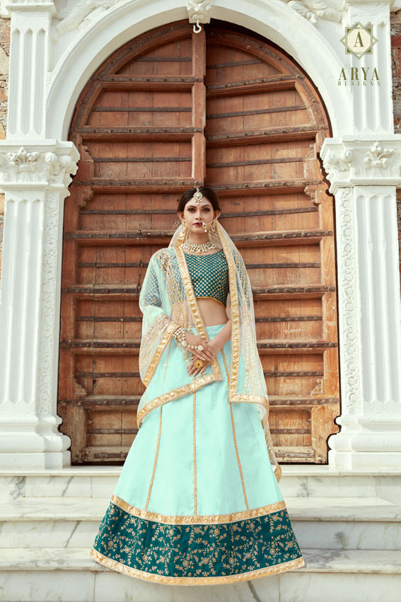 Elegant Art Silk Lehenga | Sequins and Zari Work with Net Dupatta