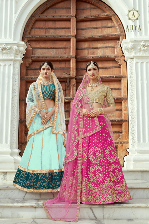 Elegant Art Silk Lehenga | Sequins and Zari Work with Net Dupatta