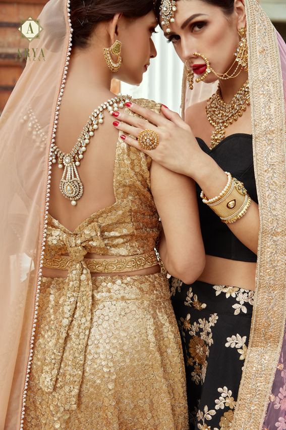 Elegant Beige Lehenga | Sequin Embellishments with Georgette Dupatta