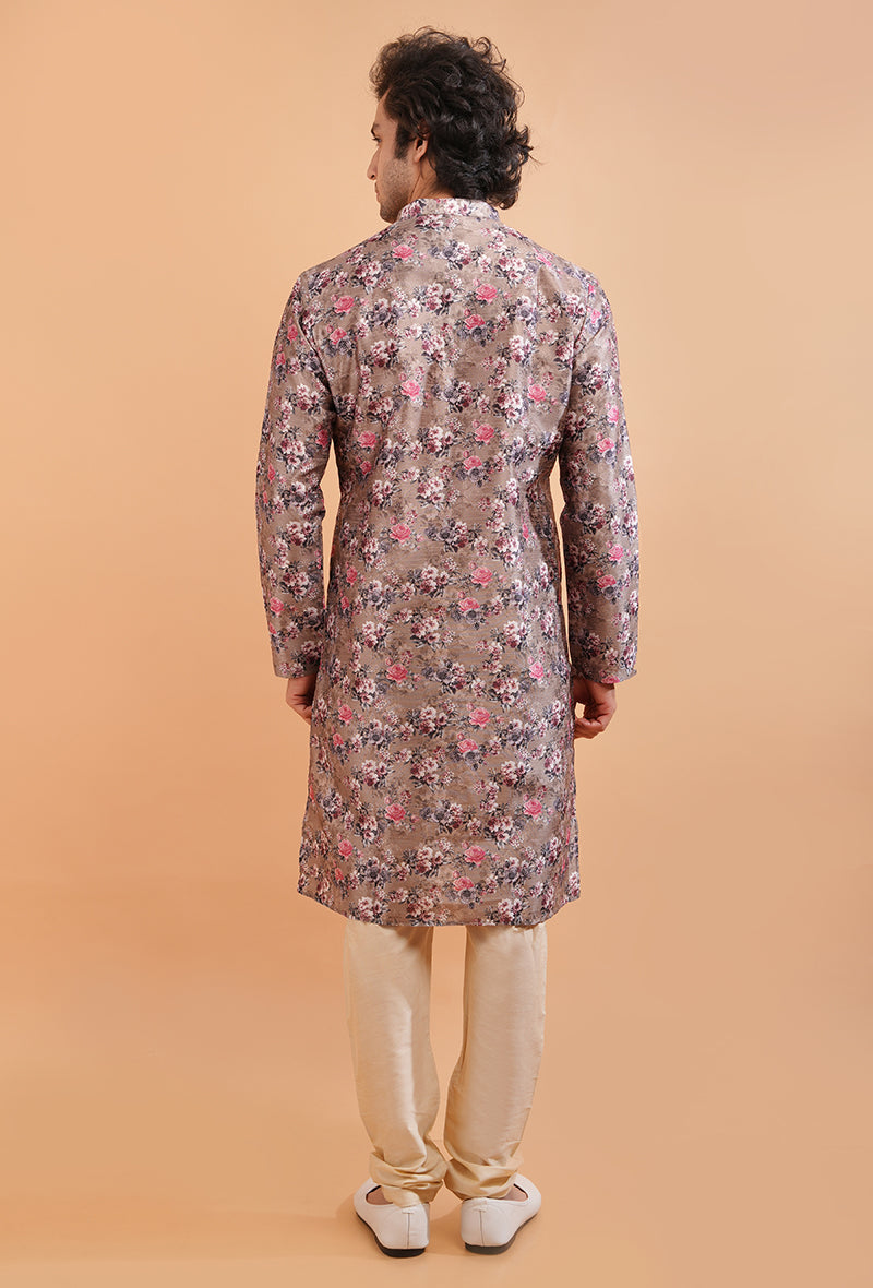 Colorful green and pink kurta set, ideal for men’s festive USA events.