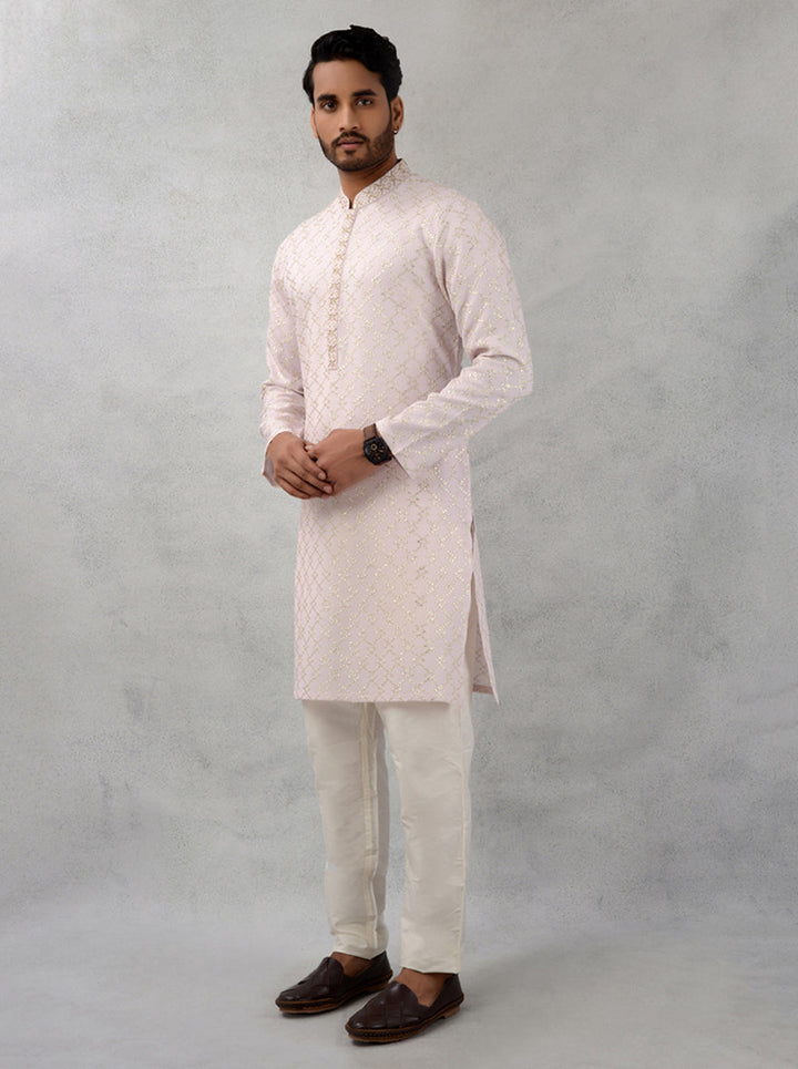 Unique peach kurta pajama ideal for engagement events in the USA.