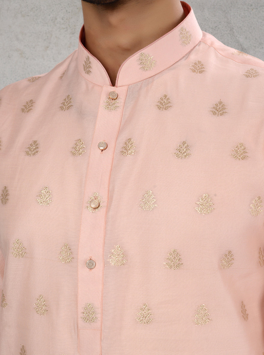 Stylish blush pink silk kurta pajama for festive and traditional wear