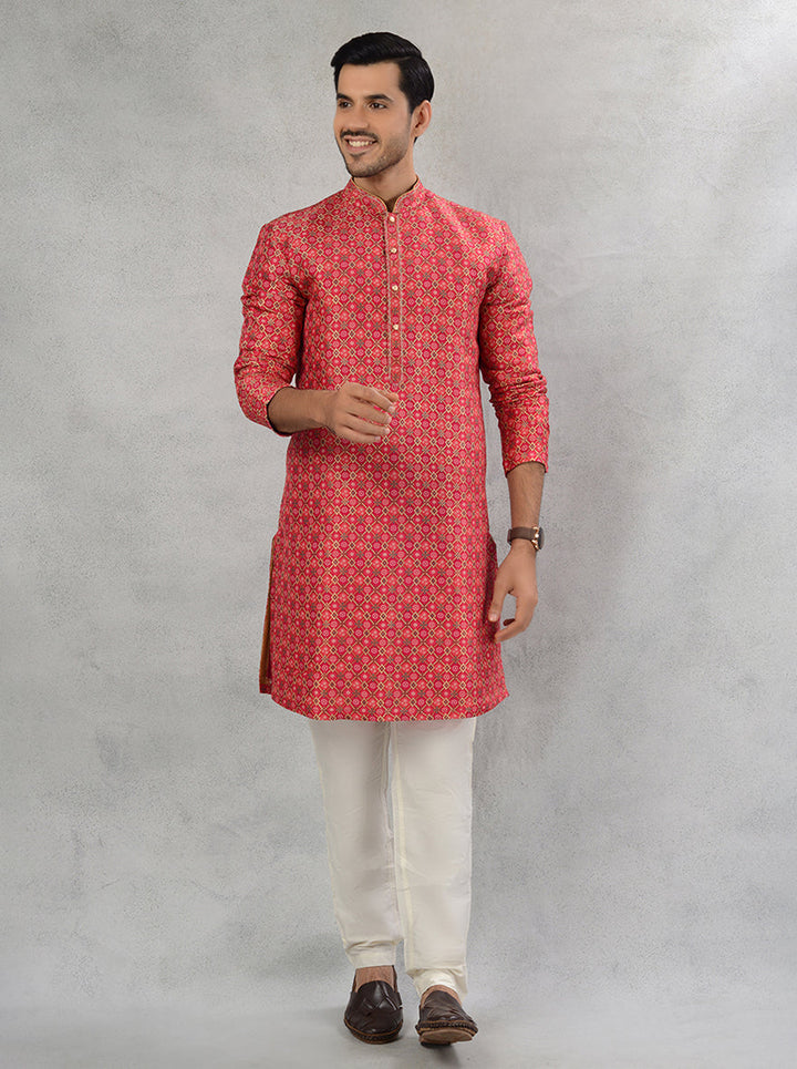 Stylish pink gold kurta pajama designed for outstanding comfort and appeal during festive occasions in the USA.