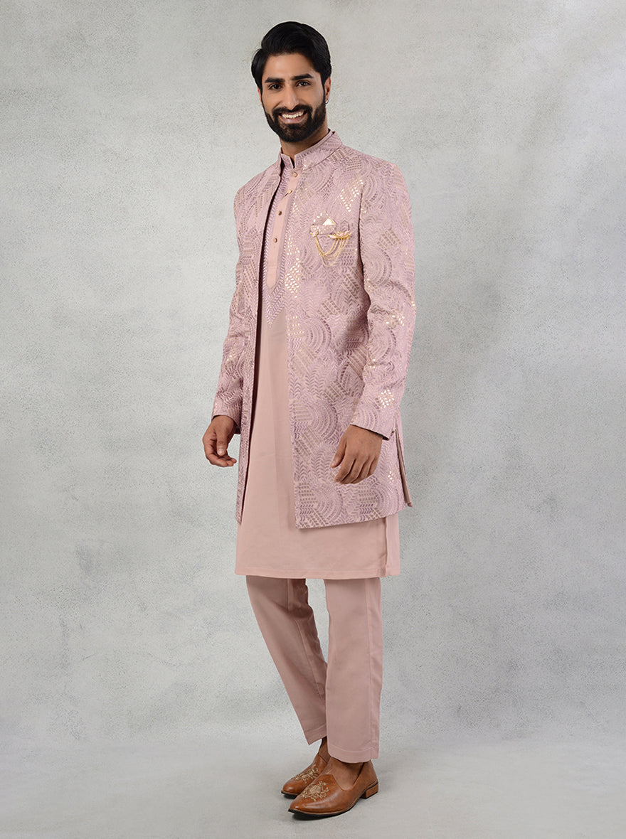 Stand out in our enchanting Pink Indo Western ensembles, combining tradition and style for men in the USA.