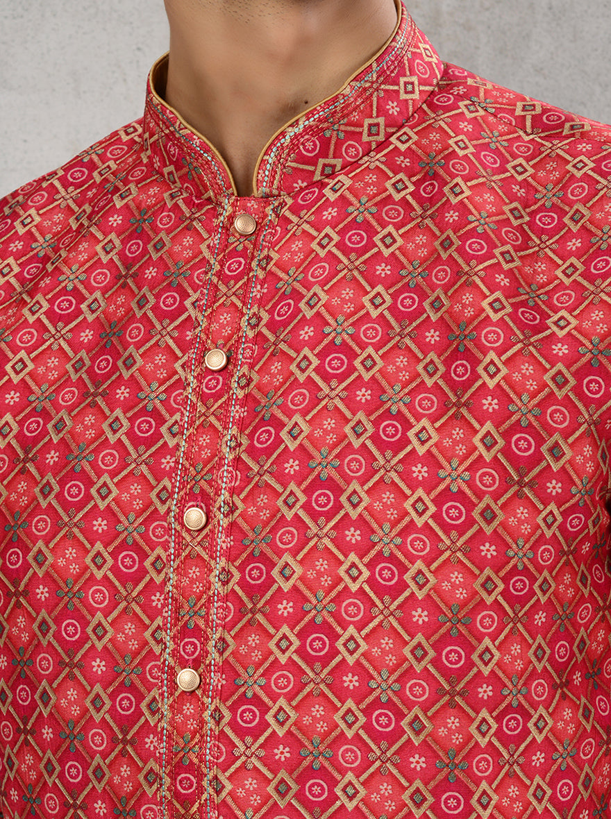 Stylish Silk Blend Kurta Pajama for Men with Embroidery