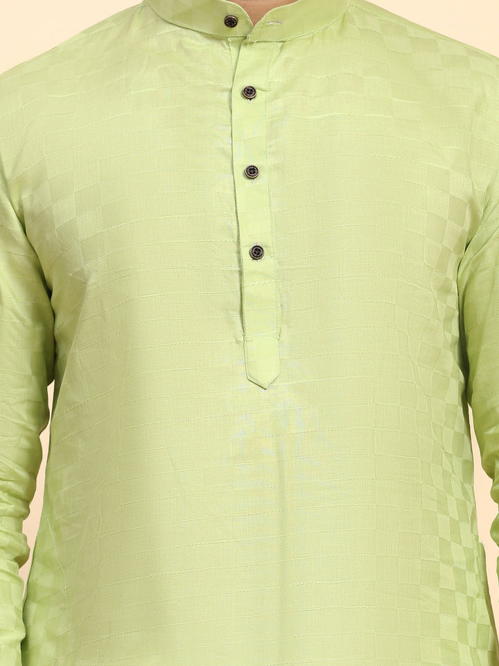 Elegant men's kurta pajama set with traditional block work detailing