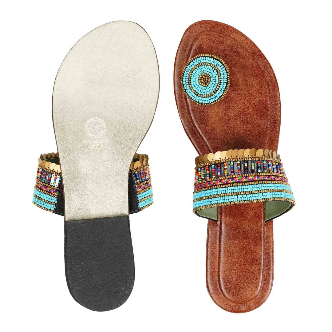 Traditional Kolhapuri Sandals | Handcrafted Leather with Sequin & Coin