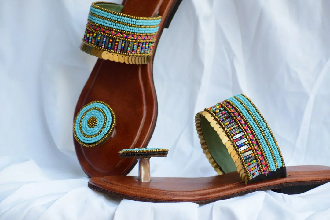 Traditional Kolhapuri Sandals | Handcrafted Leather with Sequin & Coin