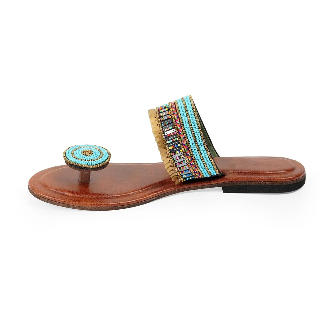 Traditional Kolhapuri Sandals | Handcrafted Leather with Sequin & Coin