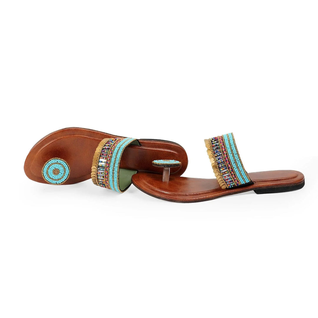 Traditional Kolhapuri Sandals | Handcrafted Leather with Sequin & Coin