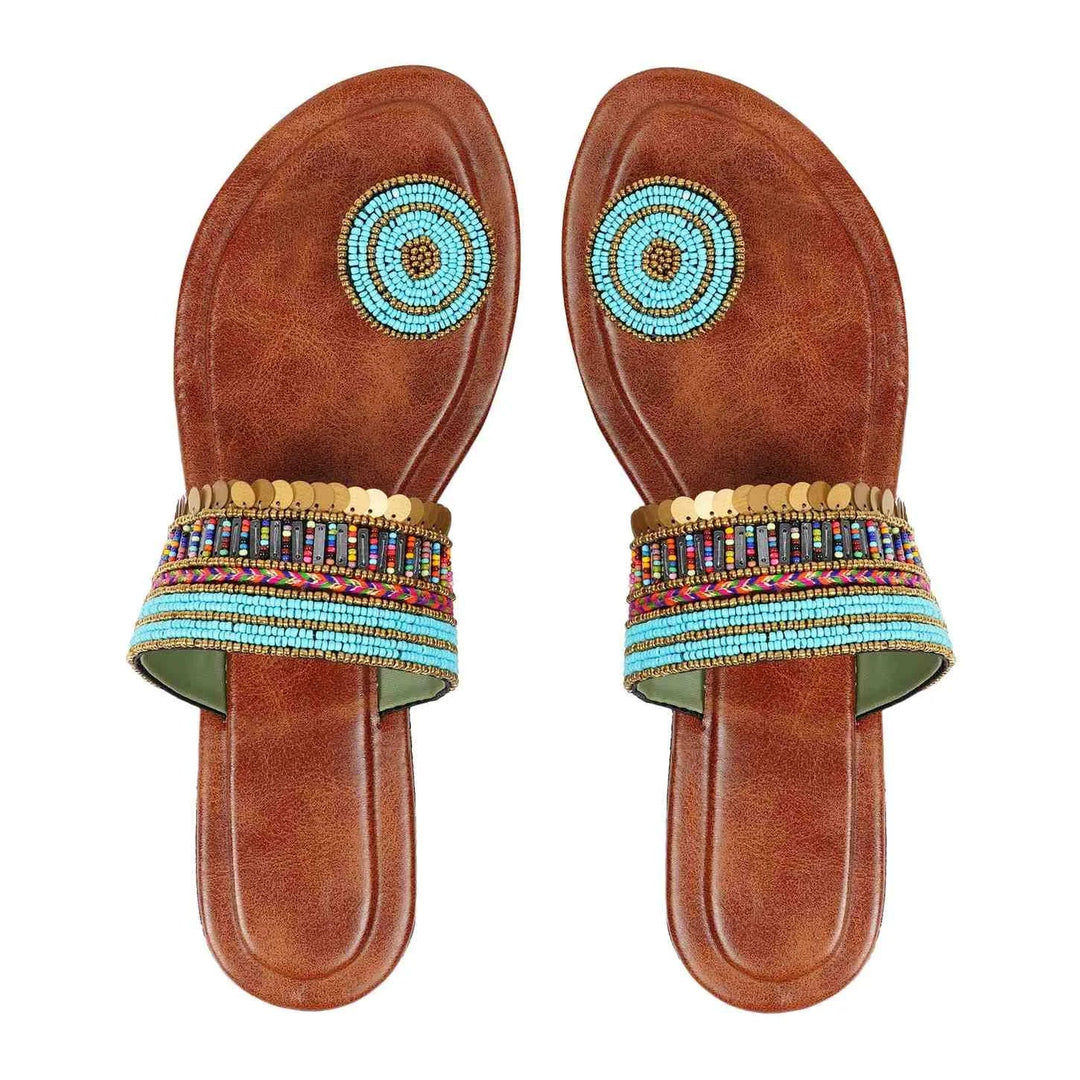 Traditional Kolhapuri Sandals | Handcrafted Leather with Sequin & Coin