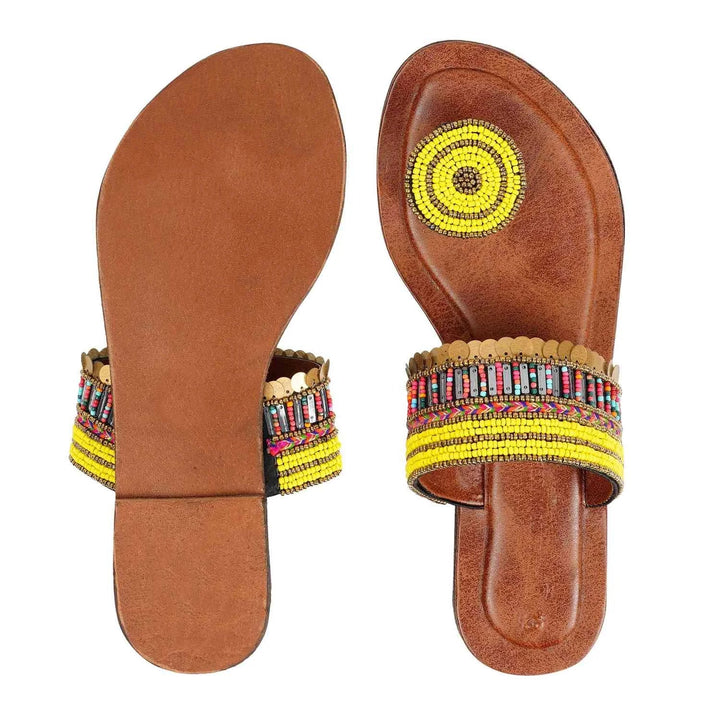 Festive Kolhapuri Leather Chappal | Handcrafted Sequin & Coin Work