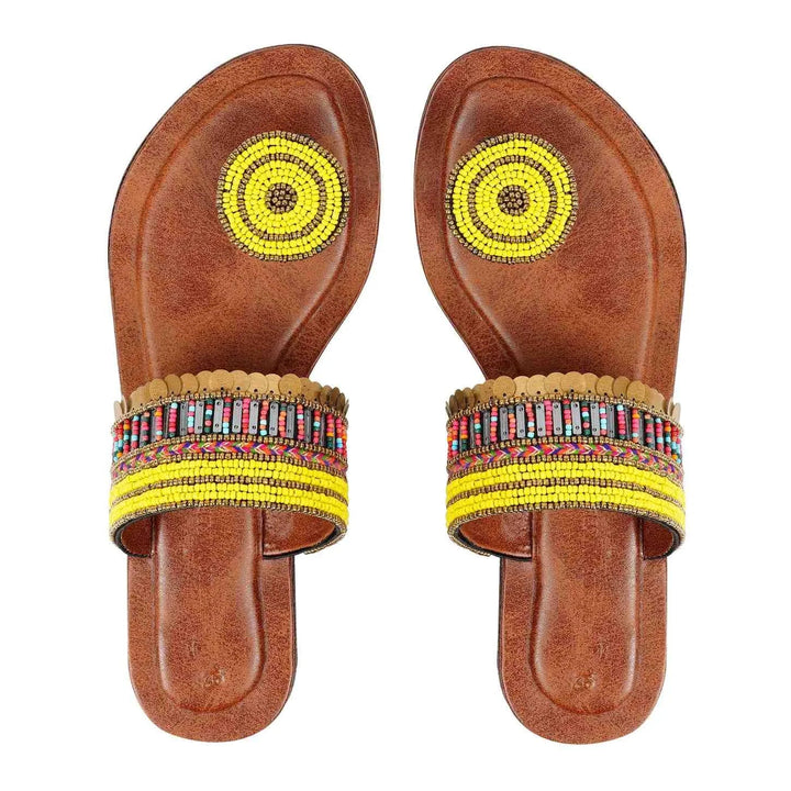 Festive Kolhapuri Leather Chappal | Handcrafted Sequin & Coin Work