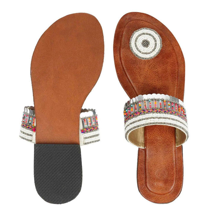 Sequin Coin Work Kolhapuri Sandals | Handcrafted Leather Ethnic Footwear