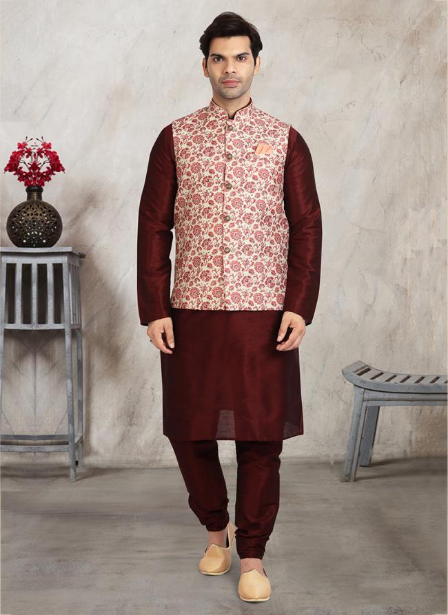 Cream Exclusive Designer Art Silk Premium Kurta Pajama | Fashioned for Classic Charm & Modern Comfort