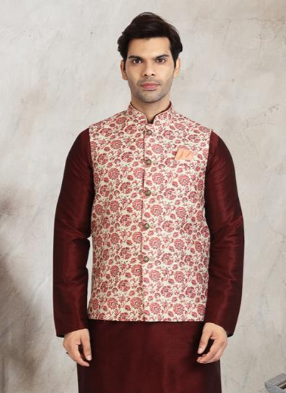 Cream Exclusive Designer Art Silk Premium Kurta Pajama | Fashioned for Classic Charm & Modern Comfort