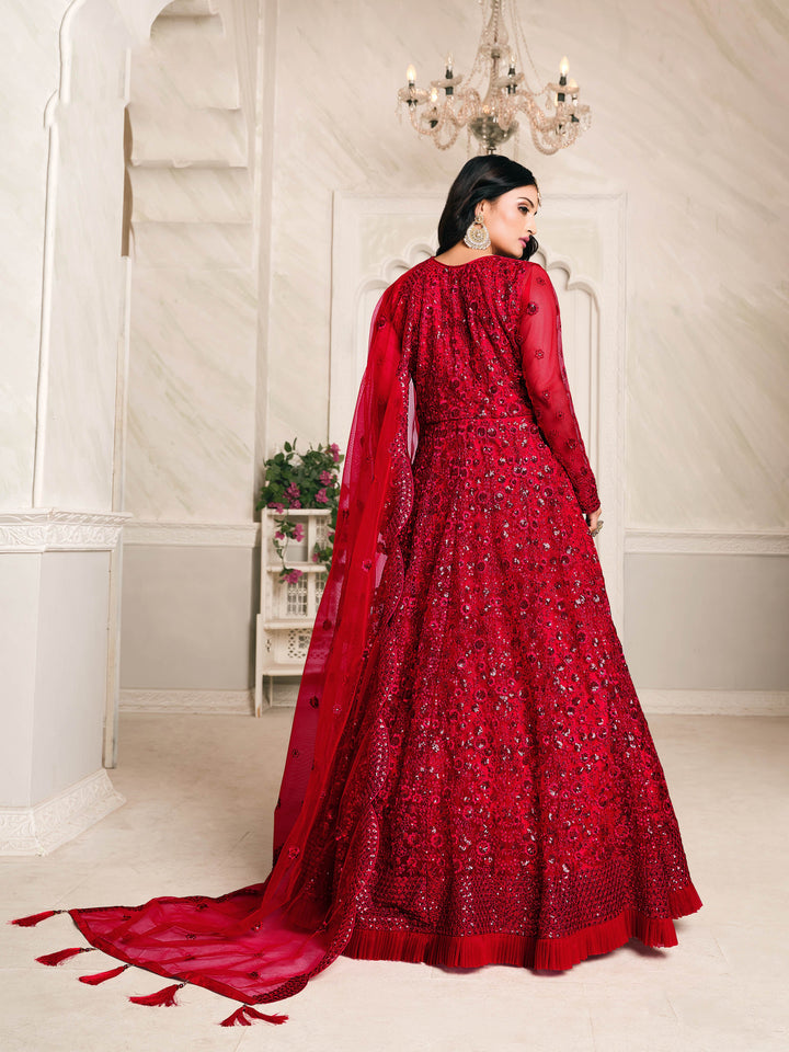 Chic red salwar kameez showcasing lively colors, designed for modern women celebrating special occasions in the USA.