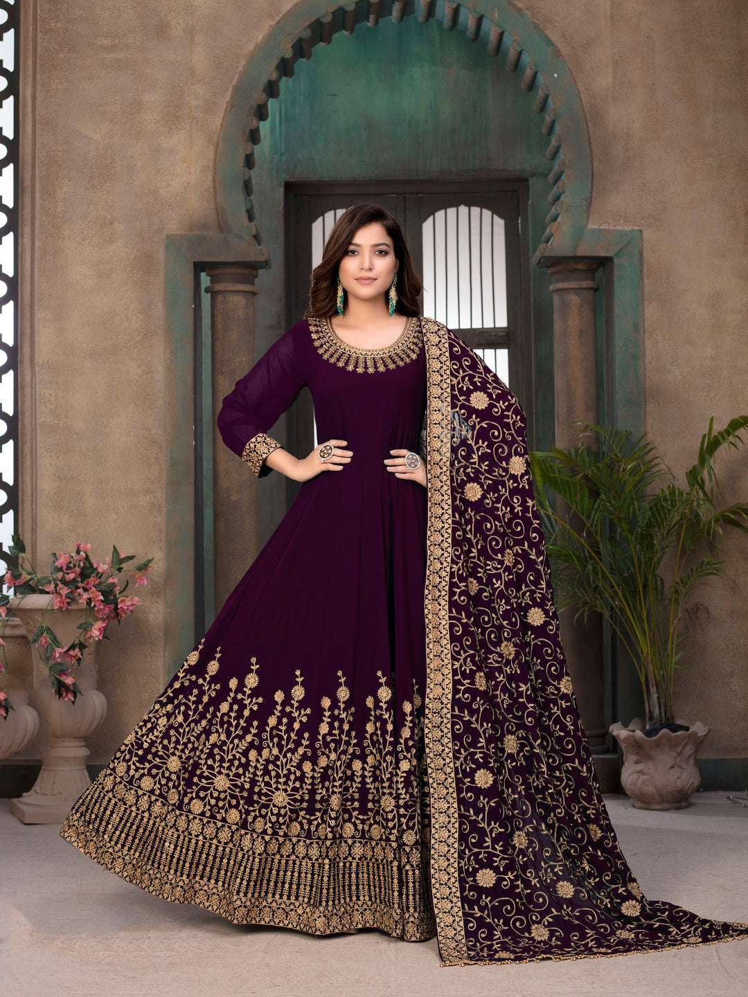 Chic purple salwar kameez showcasing intricate craftsmanship, designed for modern women celebrating special occasions in the USA.