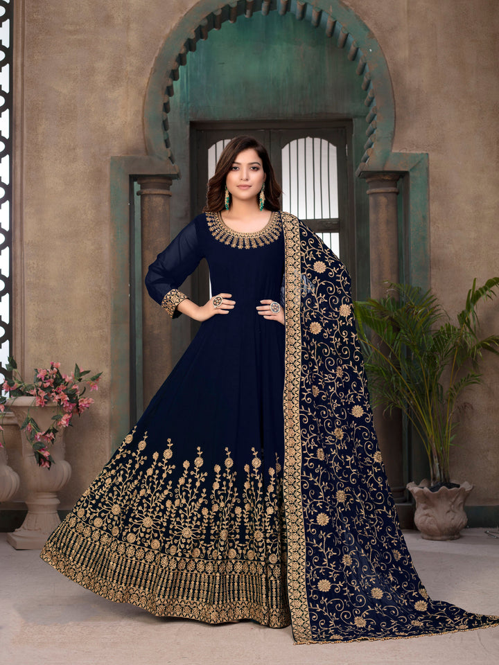 Chic blue salwar kameez showcasing vibrant colors, designed for modern women attending festive occasions in the USA.