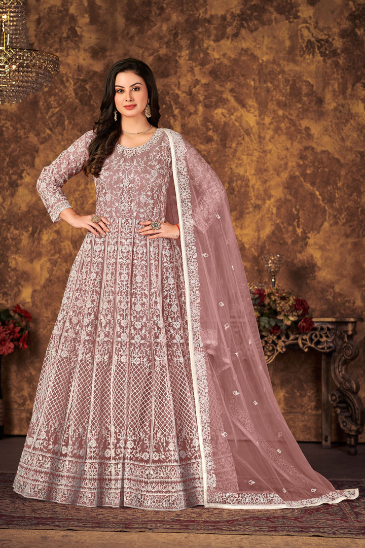 Chic light brown salwar kameez designed for modern women, ideal for celebrations and cultural events in the USA.