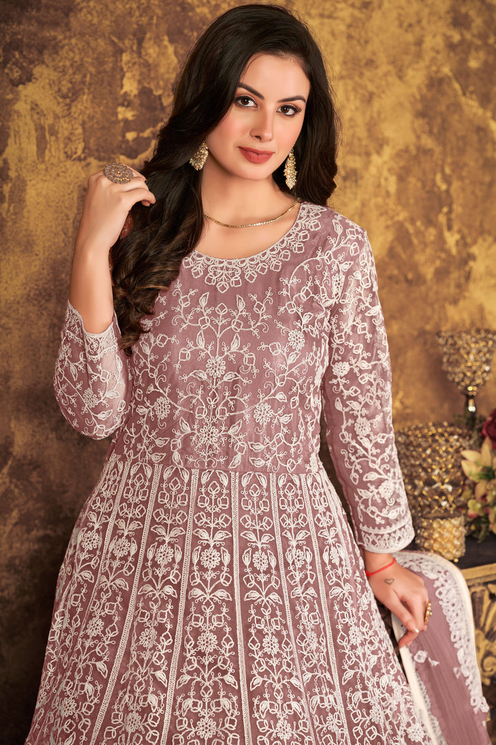 Beautifully crafted light brown salwar kameez, showcasing stunning design elements for weddings and special occasions.