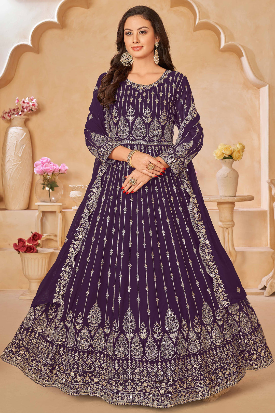 Chic purple salwar kameez designed for modern women, perfect for celebrations.